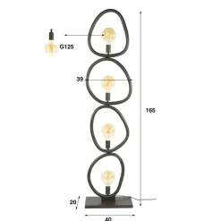 Jane 4-lichts Vloerlamp Artic zwart
