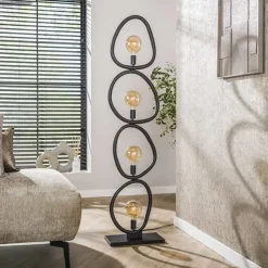 Jane 4-lichts Vloerlamp Artic zwart