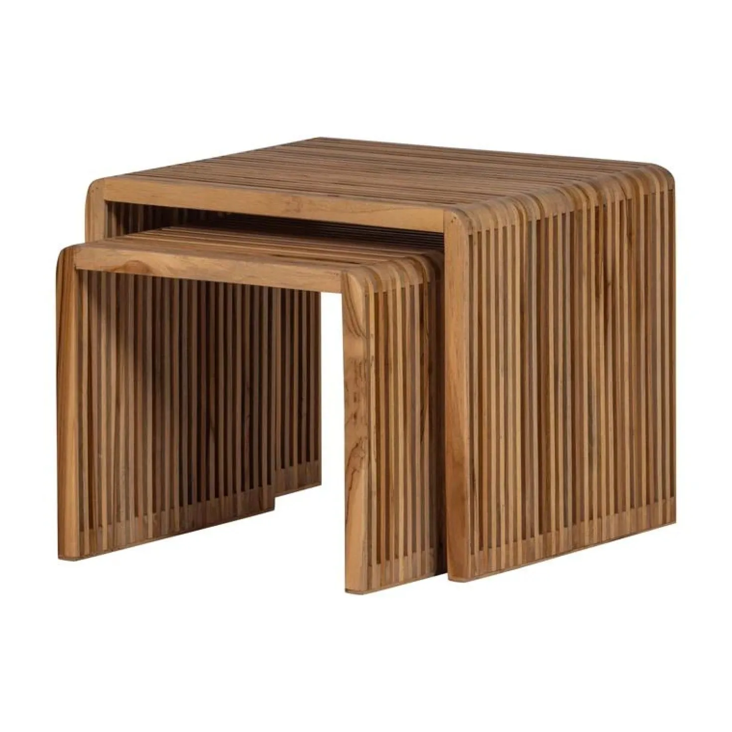 Jasmijn Bijzettafel recycled teak naturel set van 2