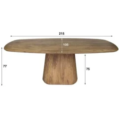 Jean Eettafel Deens ovaal Mangohout 215cm