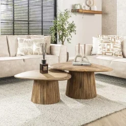 Jean Salontafel set van 2 driehoekig Mangohout