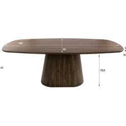 Jennie Eettafel deens ovaal Bruin 180cm