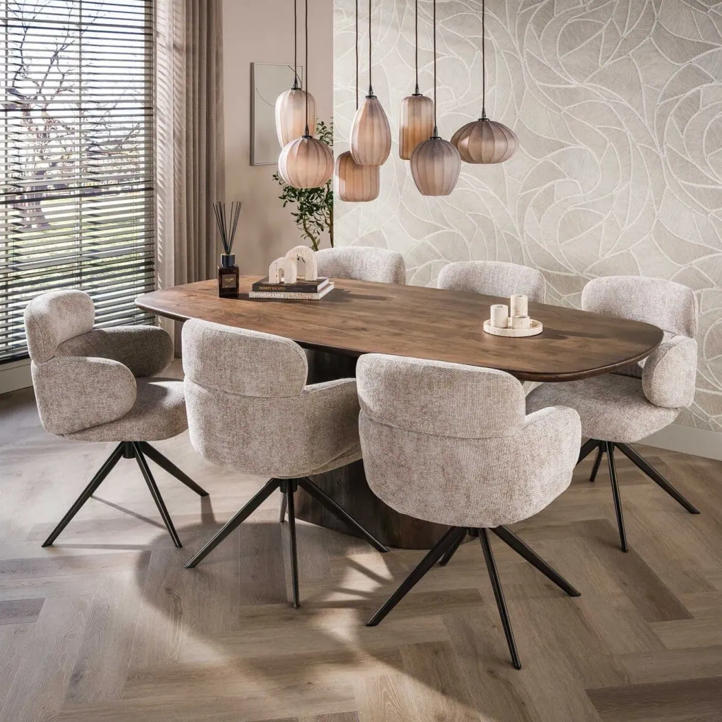 Jennie Eettafel deens ovaal Bruin 215cm