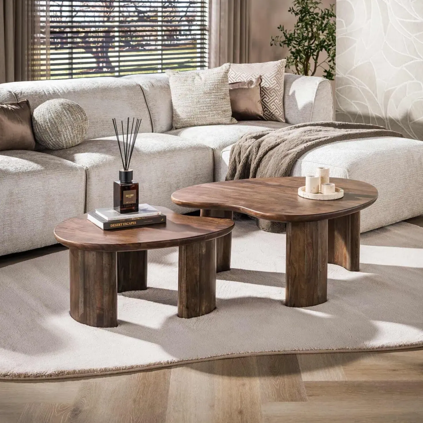 Jennie Salontafel set van 2 organisch Bruin