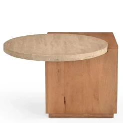 Jessie Bijzettafel Mangohout Travertin 60 cm