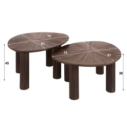 Jill Salontafel set van 2 vierhoekig Teakhout