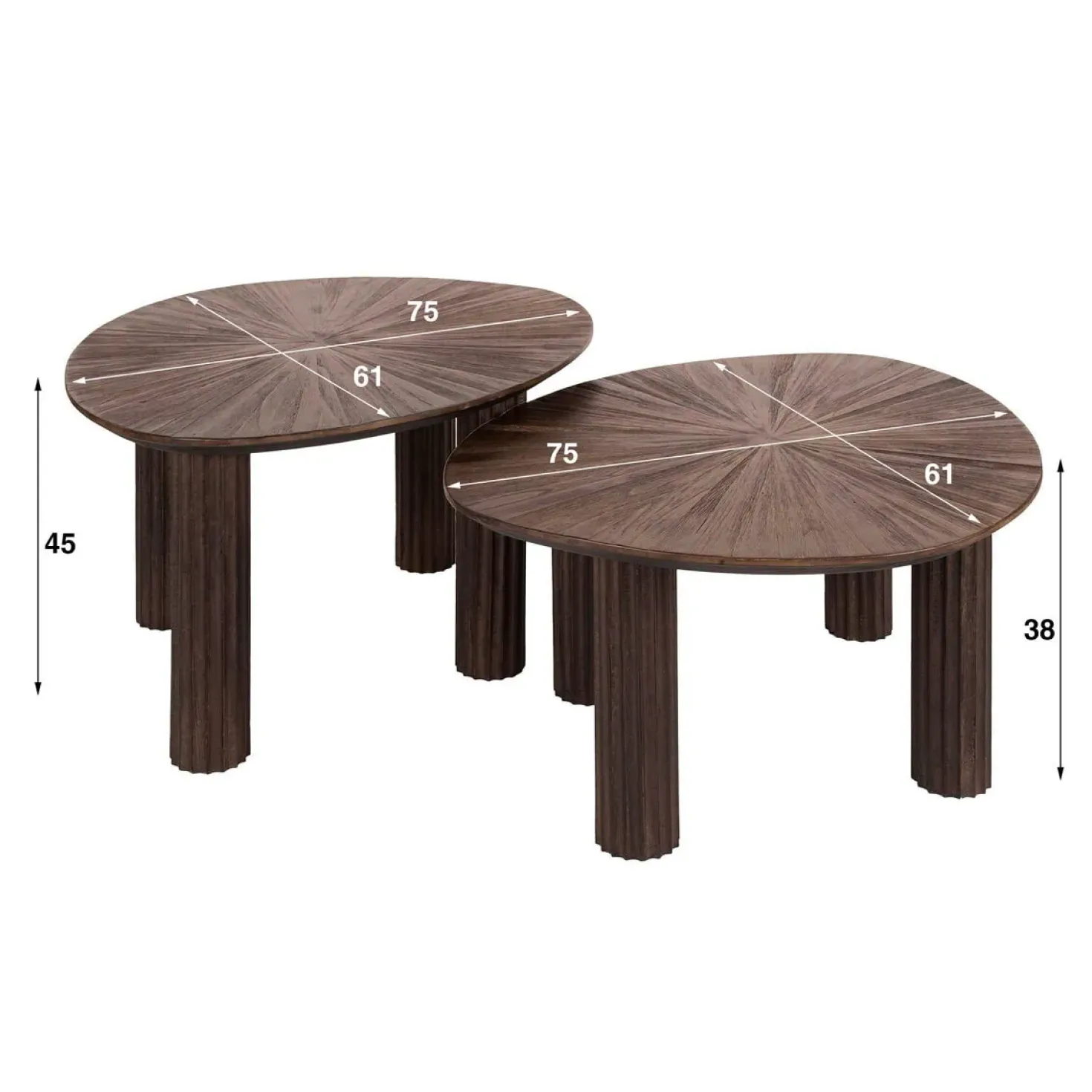 Jill Salontafel set van 2 vierhoekig Teakhout