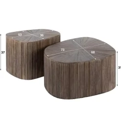 Jill Salontafel XL set van 2 driehoekig Teakhout