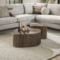 Jill Salontafel XL set van 2 driehoekig Teakhout