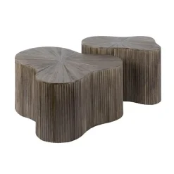 Jill Salontafel XL set van 2 klavervormig Teakhout