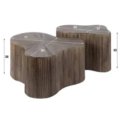 Jill Salontafel XL set van 2 klavervormig Teakhout