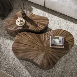 Jill Teak XL Salontafel Shamrock Set van 2 Teakhout Espresso