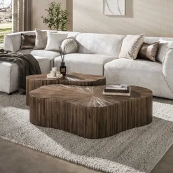 Jill Teak XL Salontafel Shamrock Set van 2 Teakhout Espresso