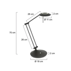 Jim 1-lichts Bureaulamp Zwart