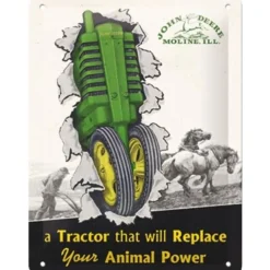 John Deere animal power - metalen bord