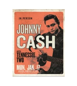 Johnny Cash in person - metalen bord
