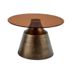 Joshua Salontafel rond Bruin Glas 70cm