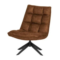 Jouke Draaifauteuil leerlook cognac