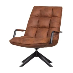 Jouke Draaifauteuil met armleuning leerlook cognac