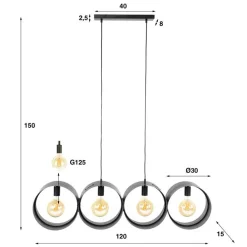 Juno 4-lichts Hanglamp Charcoal
