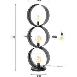 Juno 3-lichts Vloerlamp Charcoal