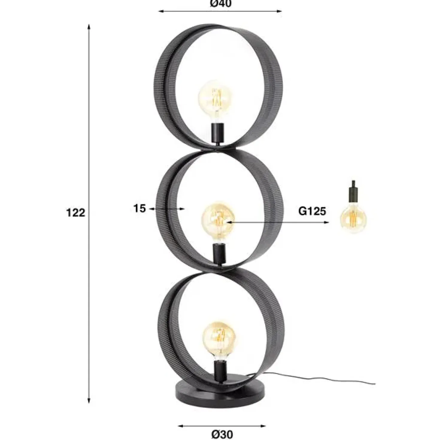 Juno 3-lichts Vloerlamp Charcoal