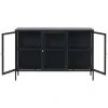Kaya 3 deurs vitrinekast zwart metaal 132cm