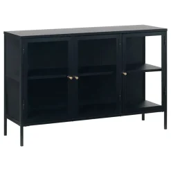 Kaya 3 deurs vitrinekast zwart metaal 132cm