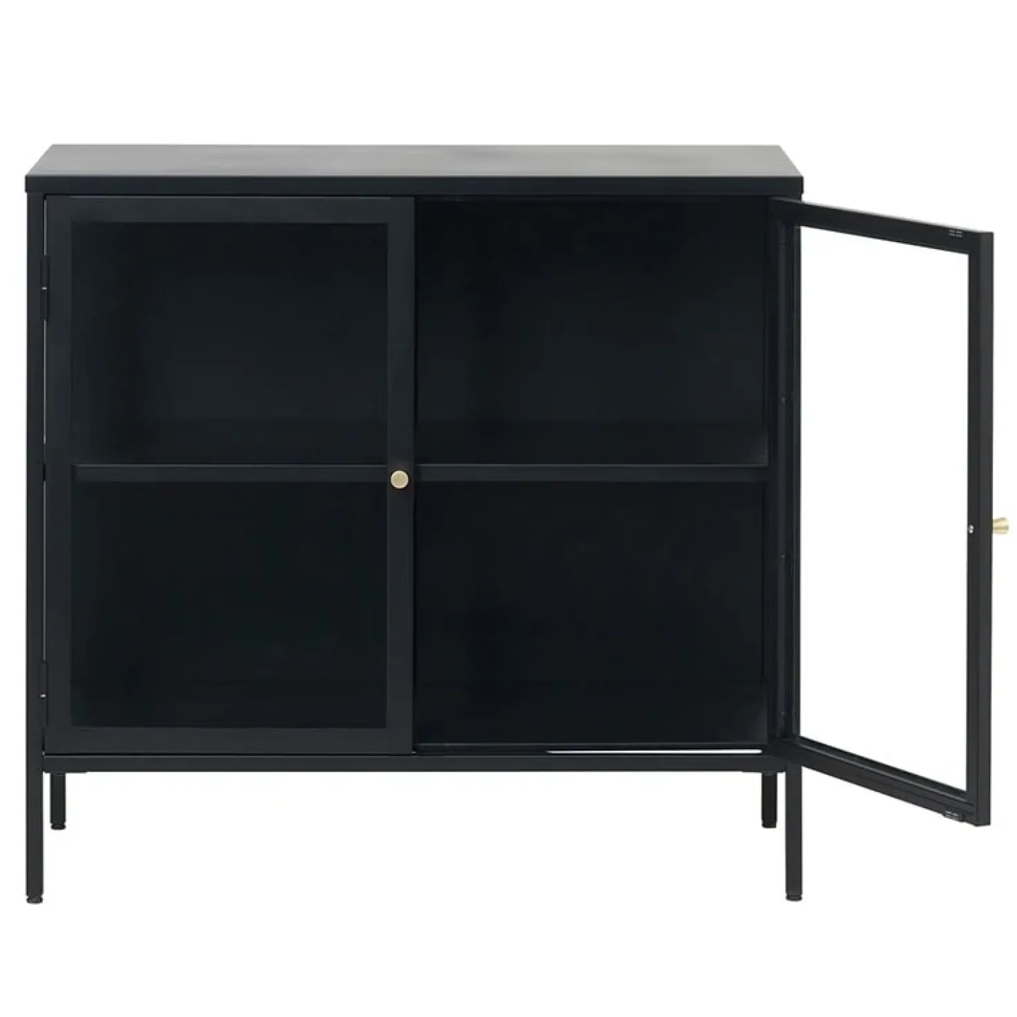 Kaya 2 deurs vitrinekast zwart metaal 90cm