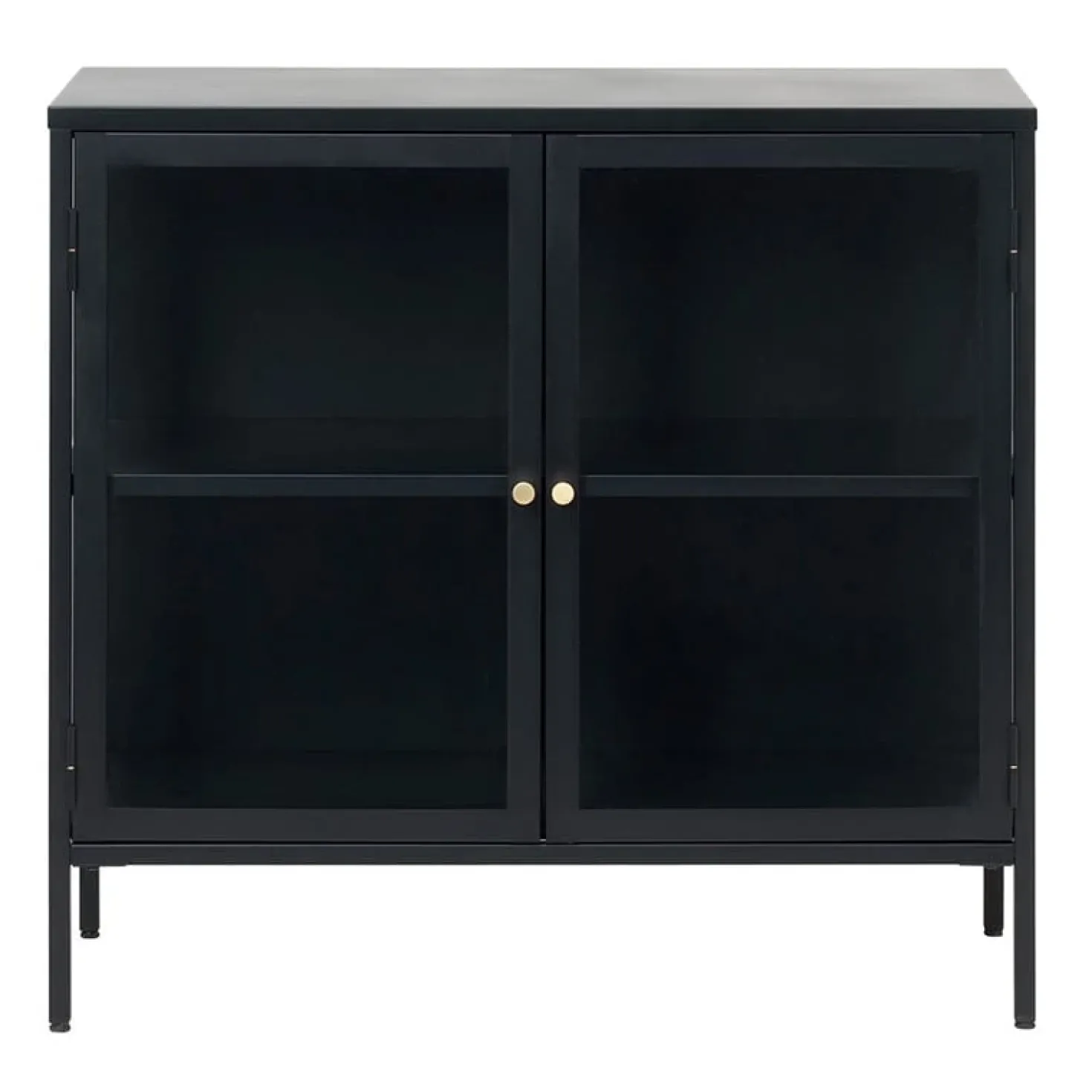Kaya 2 deurs vitrinekast zwart metaal 90cm