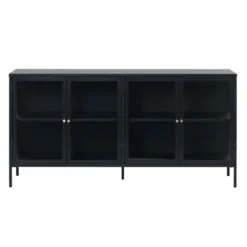 Kaya 4 deurs vitrinekast zwart metaal 170cm
