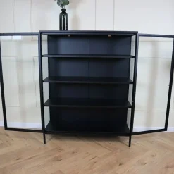 Kaya vitrinekast zwart metaal 110cm