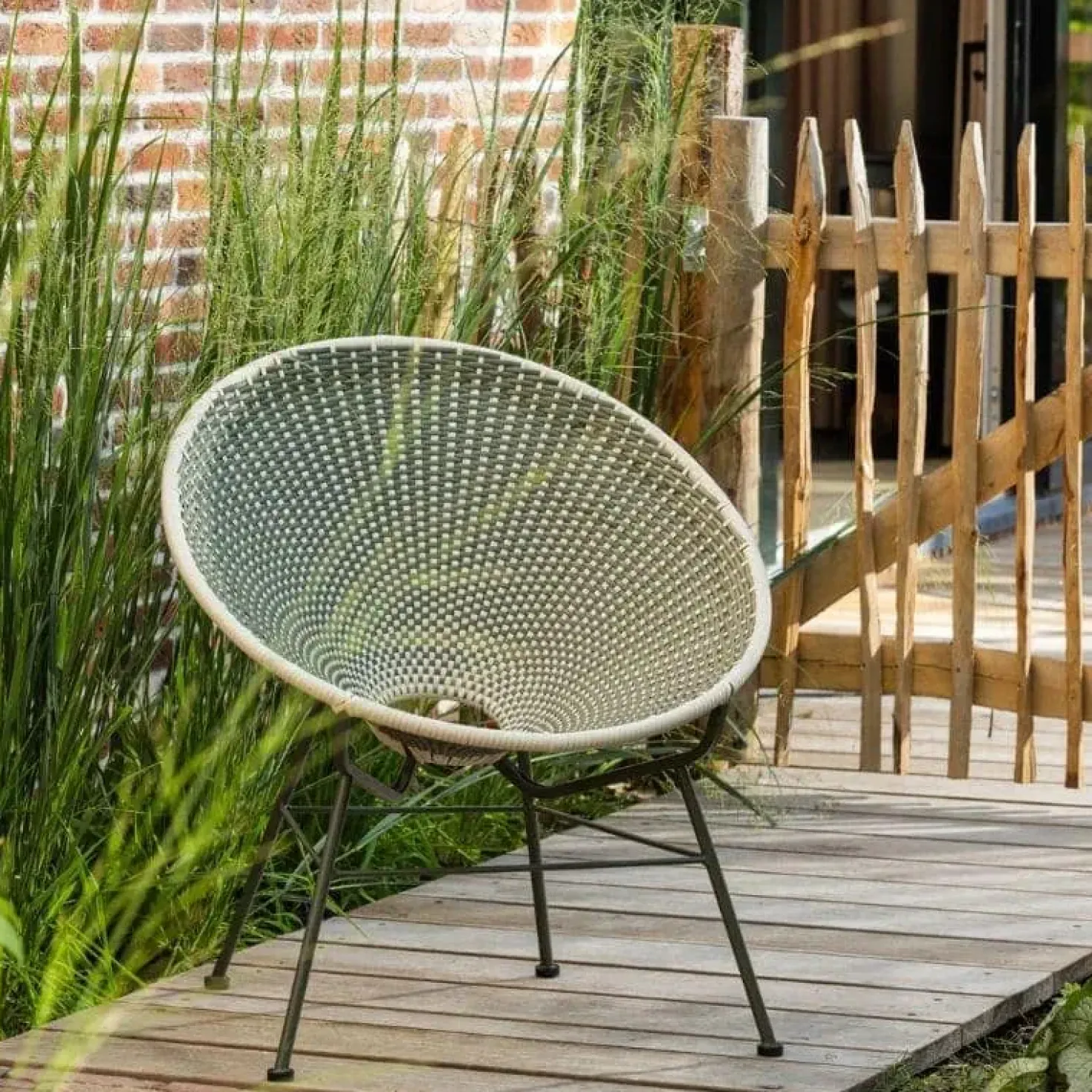 Kazoun Tuin loungestoel wicker groen