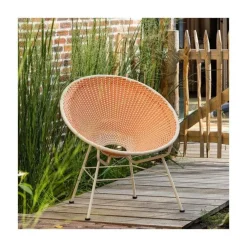 Kazoun Tuin loungestoel wicker oranje