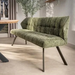 Kelly Eetkamerbank Hoven groen met bruin bronzen poot
