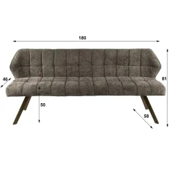 Kelly Eetkamerbank Hoven taupe met bruin bronzen poot