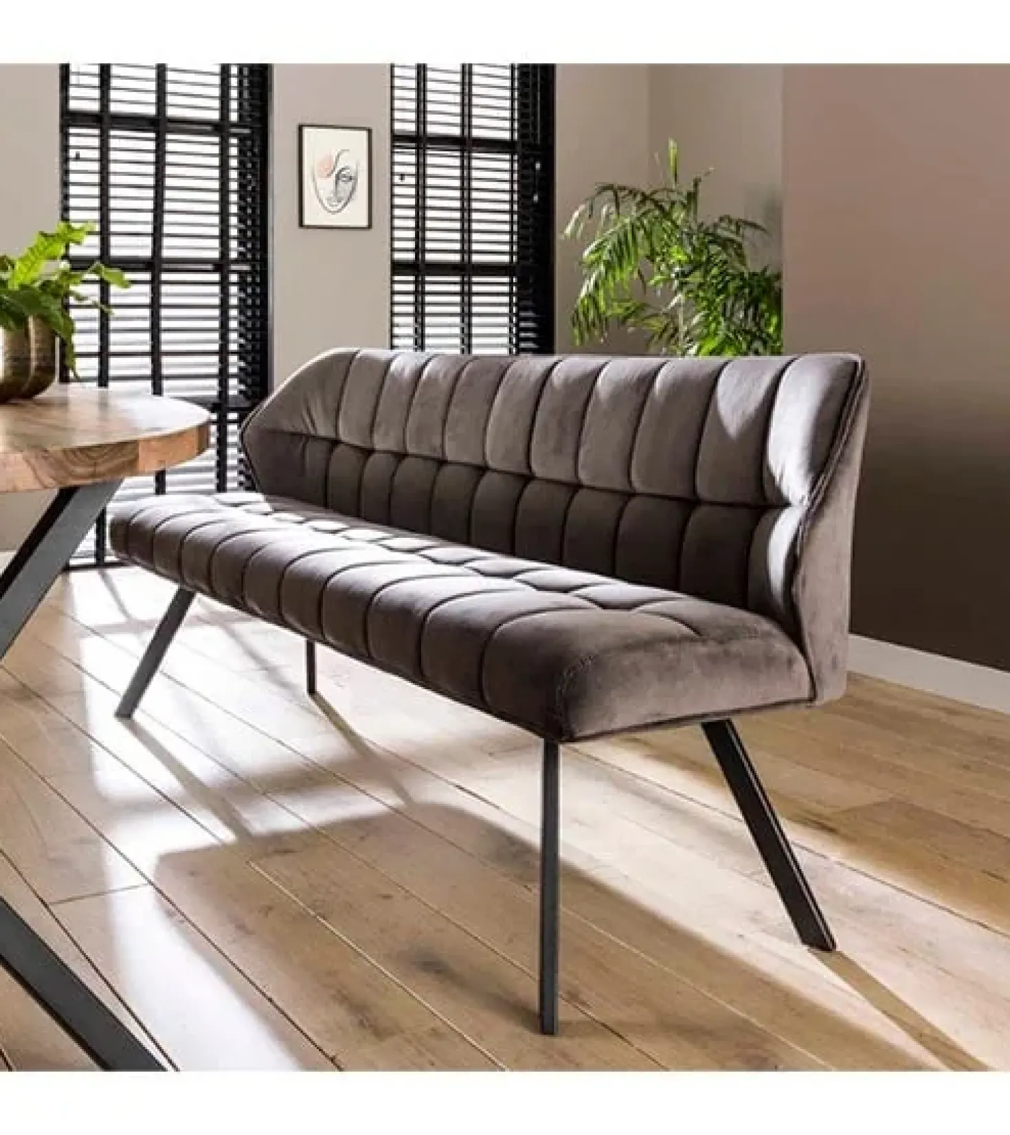 Kelly eetkamerbank velvet antraciet