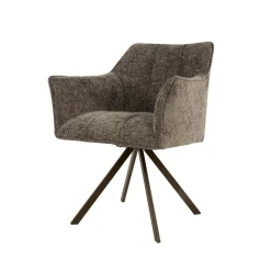 Kelly Eetkamerstoel Hoven taupe met bruin bronzen poot