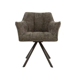 Kelly Eetkamerstoel Hoven taupe met bruin bronzen poot