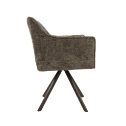 Kelly Eetkamerstoel Hoven taupe met bruin bronzen poot