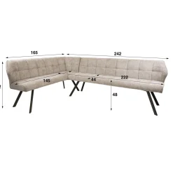 Kelly Hoekbank Links Hoven Zand met bruin bronzen poot 230cm