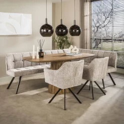 Kelly Hoekbank Rechts Hoven Zand met bruin bronzen poot 230cm