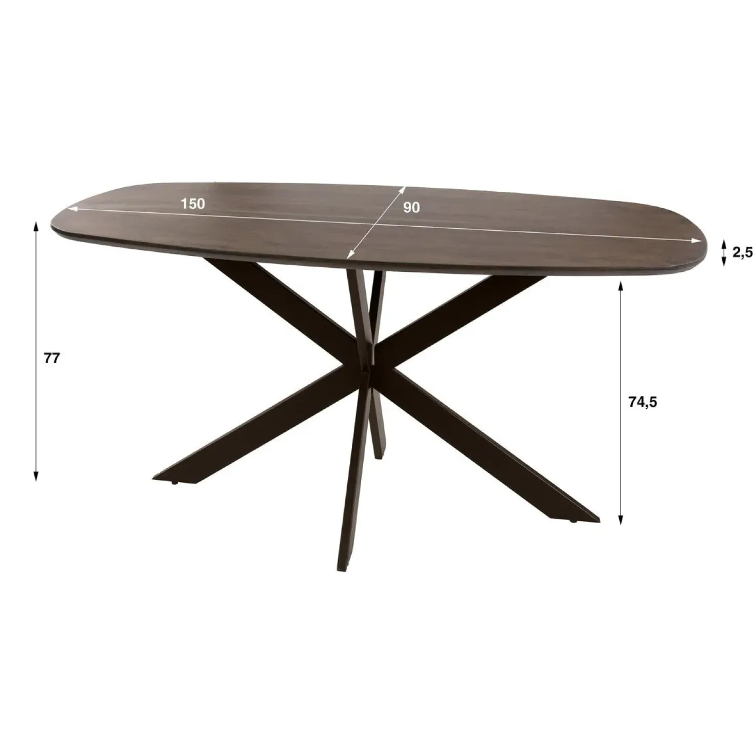 Kelvin Eettafel deens ovaal Acaciahout 150cm