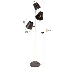 Kenan 3-lichts Vloerlamp Bruin
