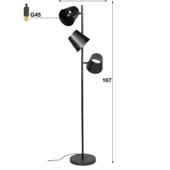 Kenan 3-lichts vloerlamp industrieel