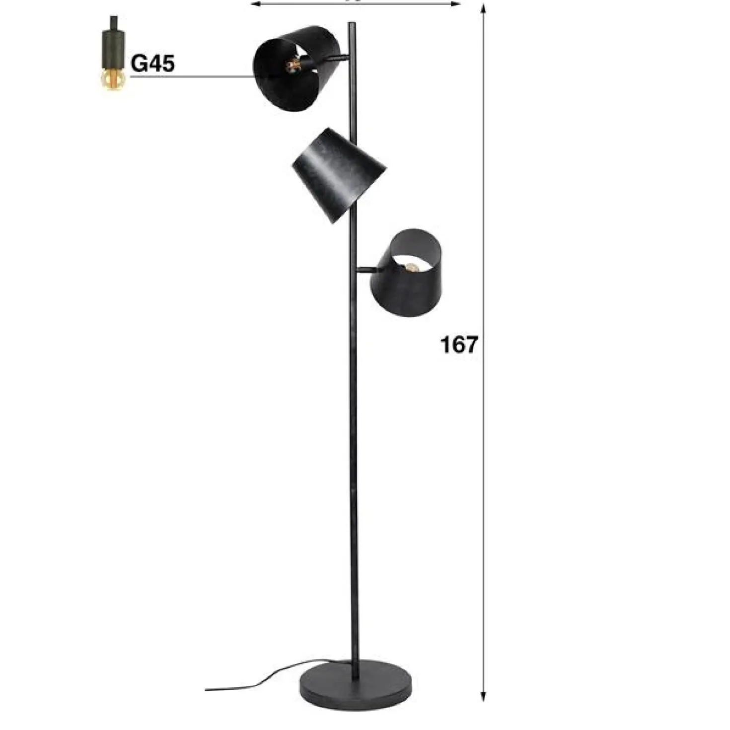 Kenan 3-lichts vloerlamp industrieel