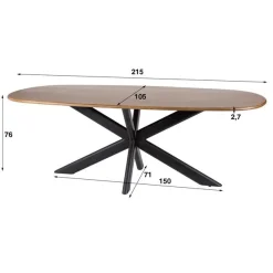 Kevin Eettafel deens ovaal Mangohout 180cm