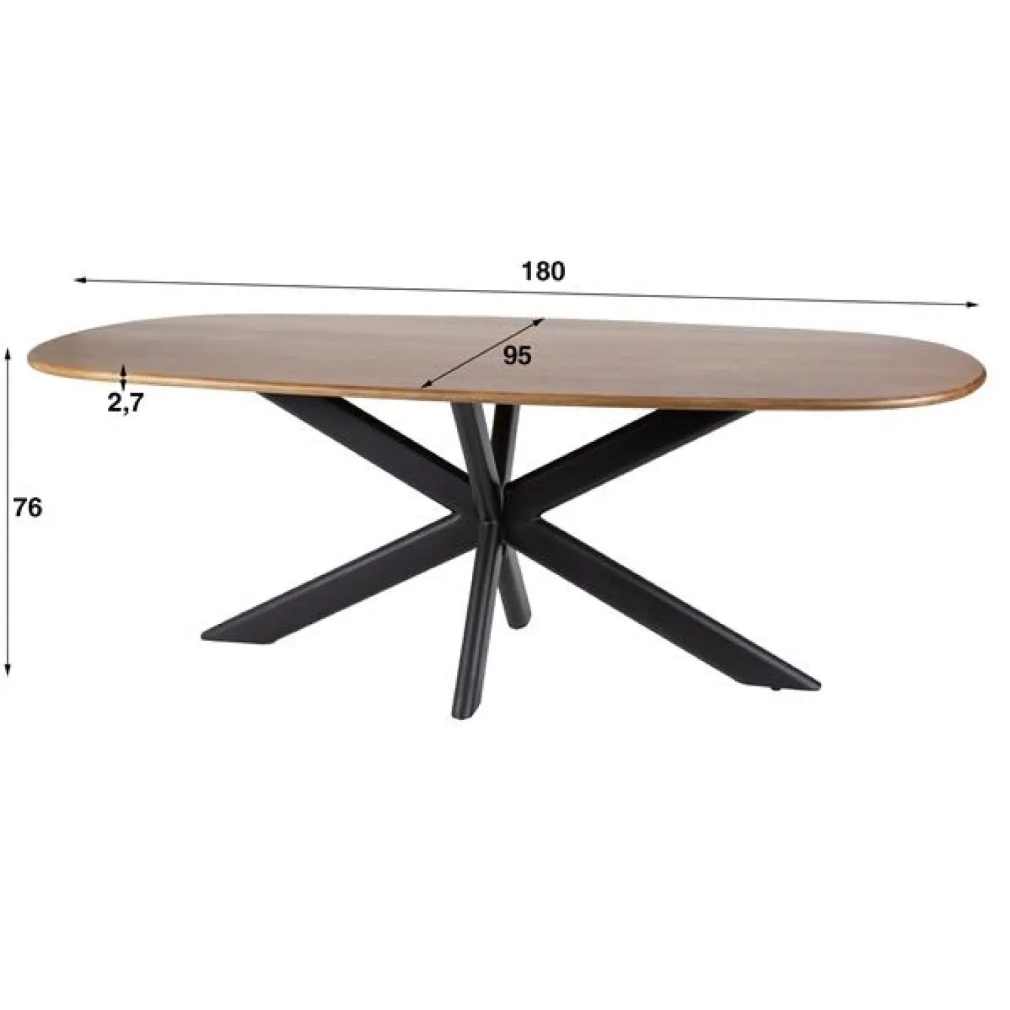 Kevin Eettafel deens ovaal Mangohout 180cm