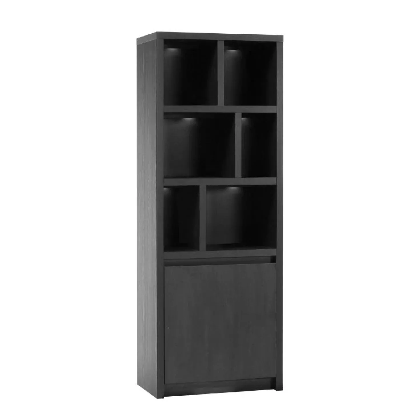 Kiara Vakkenkast 1-deur 6-vaks Zwart 73cm