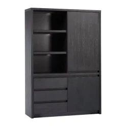 Kiara Vakkenkast 2-deur 3-vaks Zwart 138cm